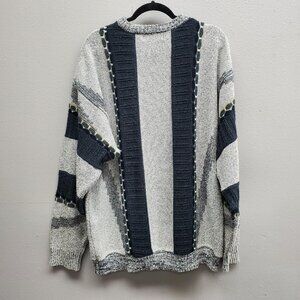 Classics by Palmland Sweater Mens 2XL Gray Blue Textured Knit Pullover 90s Style